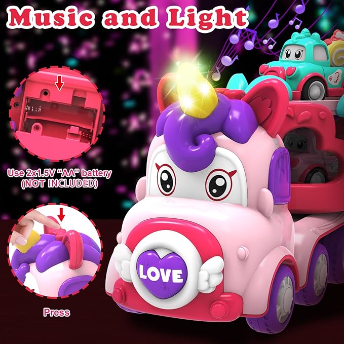 Toddler Girl Toys,Toys for 1 2 3 Year Old Girls,7-in-1 Carrier Truck Cars for Girls