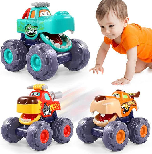 Car Toys for 1 Year Old Boy Gifts, Pull Back Monster Truck Toy Cars for Toddlers 1-3, 1 2 3