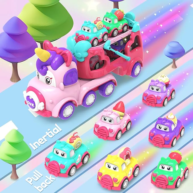 Toddler Girl Toys,Toys for 1 2 3 Year Old Girls,7-in-1 Carrier Truck Cars for Girls
