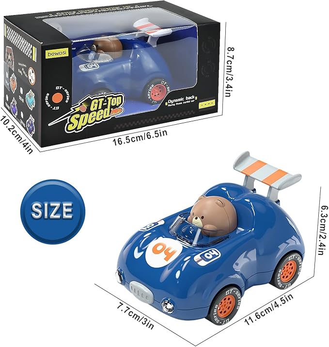 1-3 Years Old Kids Activated Light-up Car for Toddler -3-6 Years Old Inertia Drive Pull Back Car