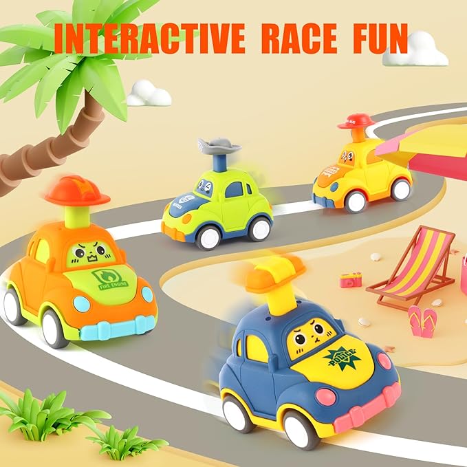 Car Toys for Toddlers 1-3 One Year Old Boy Birthday Gift for Boys Girls 1-3 Pull Back City Vehicle