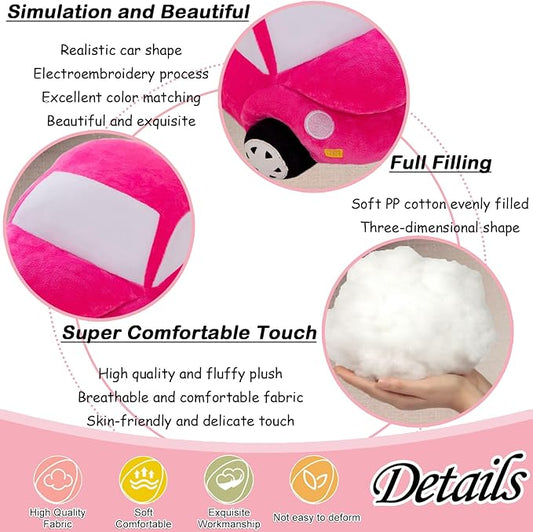 Car Plush Pink Stuffed Car Shaped Pillow Cute Toy Decor Gifts for Kids 11.8 inch