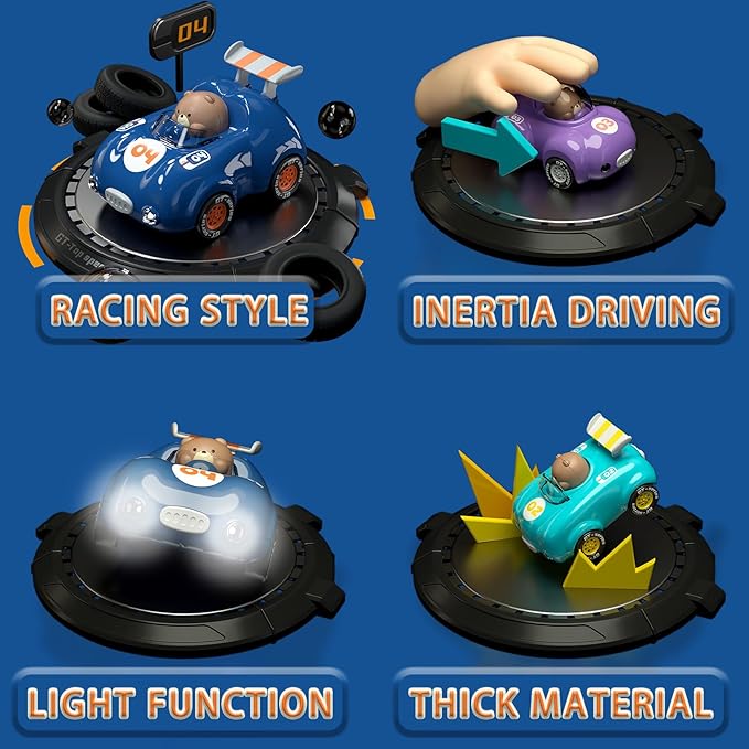 1-3 Years Old Kids Activated Light-up Car for Toddler -3-6 Years Old Inertia Drive Pull Back Car