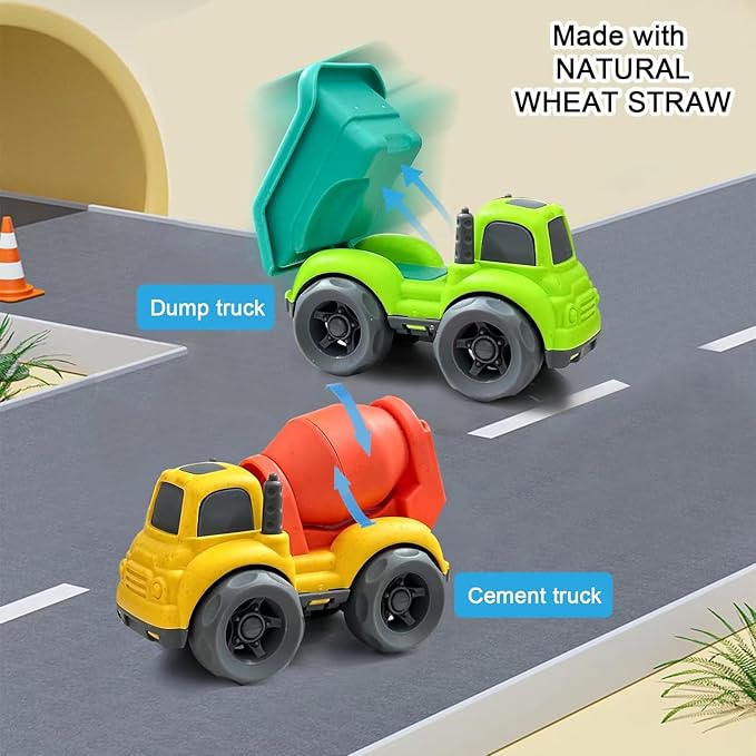Toddler Car Toys for 1-3 Year Old, 2 PCS Dump Truck Toys and Mixer Cement Toy