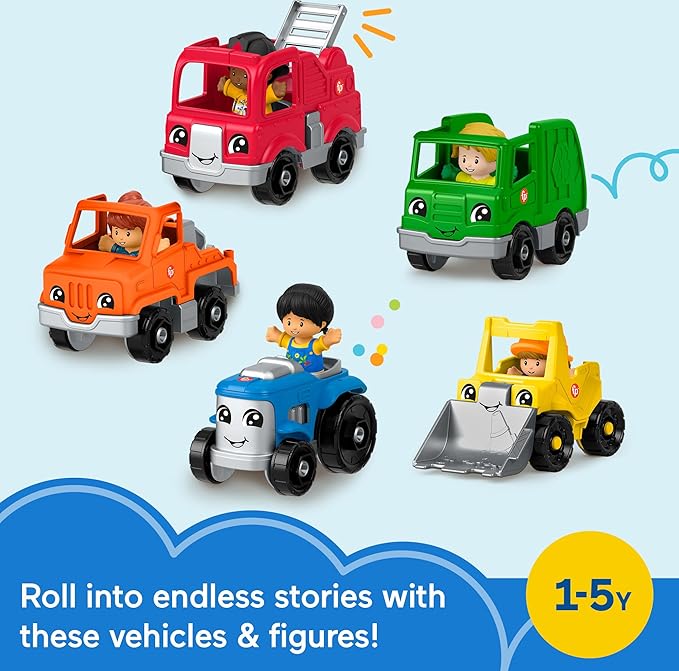Little People Toddler Playset Activity Vehicles Set with 10 Toys for Preschool Pretend Play Kids Ages 1+ Years